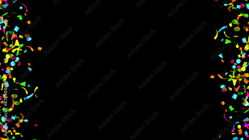 Obraz premium Falling multi-colored foil Confetti on Black Background