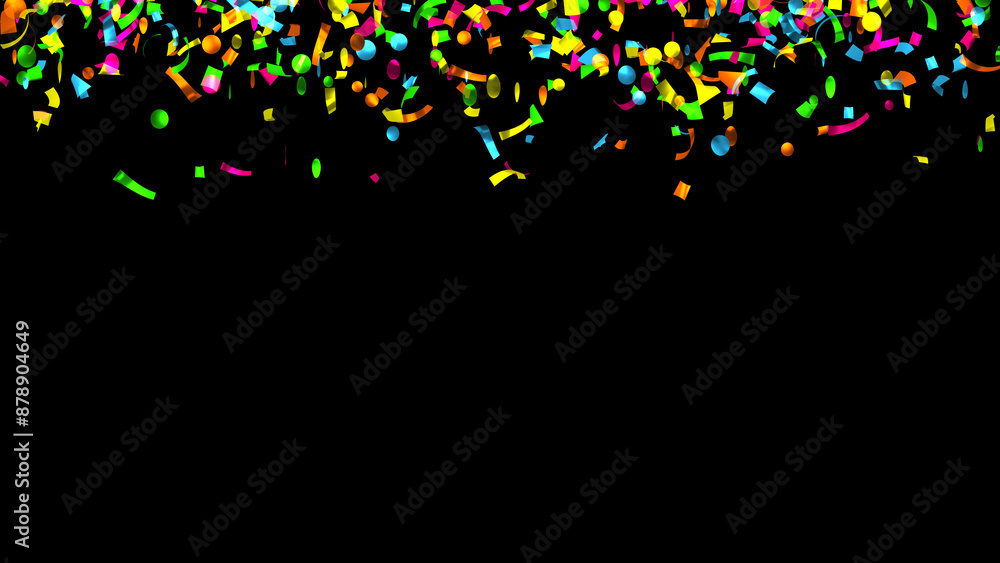Falling multi-colored foil Confetti on Black Background Falling multi-colored foil Confetti on Black Background