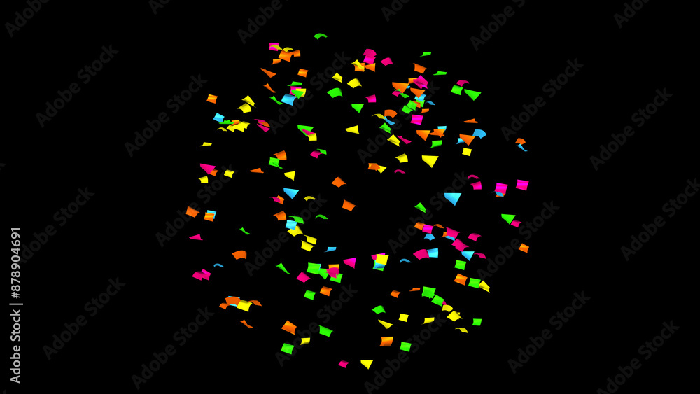 Obraz premium Explosion of multi-colored confetti. Confetti, tinsel on a black background