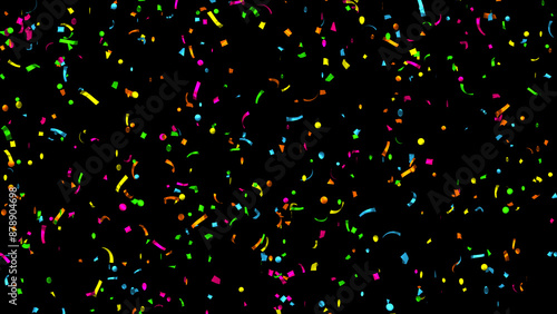 Explosion of multi-colored confetti. Confetti, tinsel on a black background