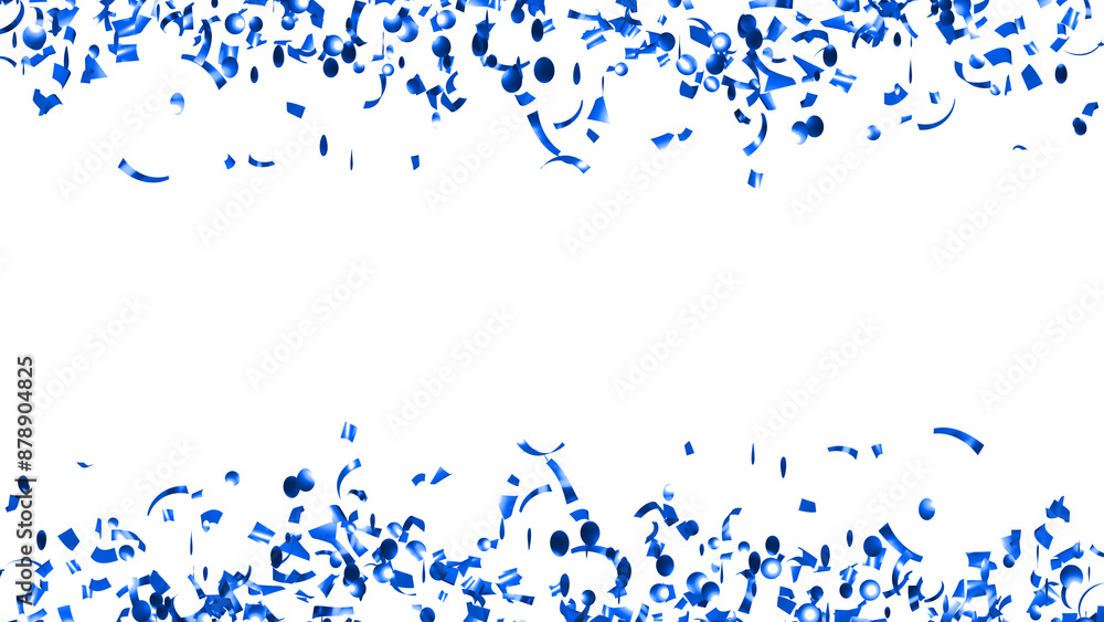 Falling blue confetti on White Background. Flying holiday tinsel. Falling blue confetti on White Background. Flying holiday tinsel.