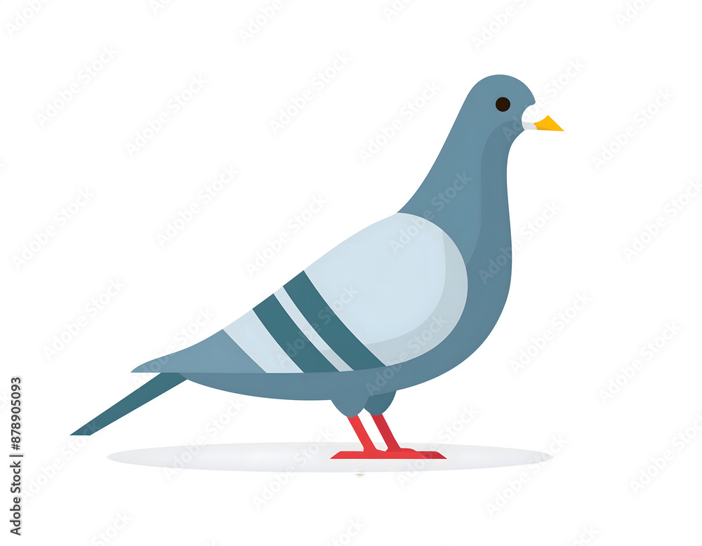 A standing pigeon cartoon illustration on white background A standing pigeon cartoon illustration on white background