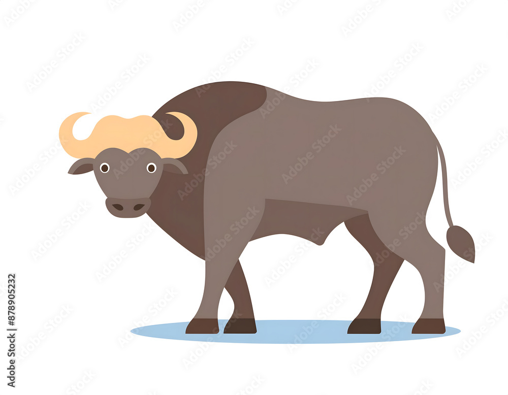 A brown standing buffalo cartoon illustration A brown standing buffalo cartoon illustration