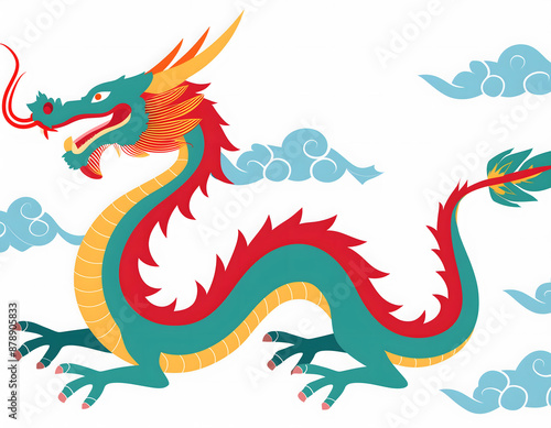 Cartoon illustration of the dragon of the Chinese zodiac © 程 蔡