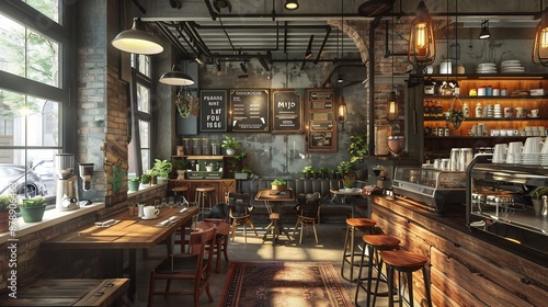 Industrial Chic Coffee Shop Interior © Lisa_Art