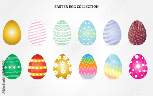 Easter day eggs with happy colours, easter day egg set