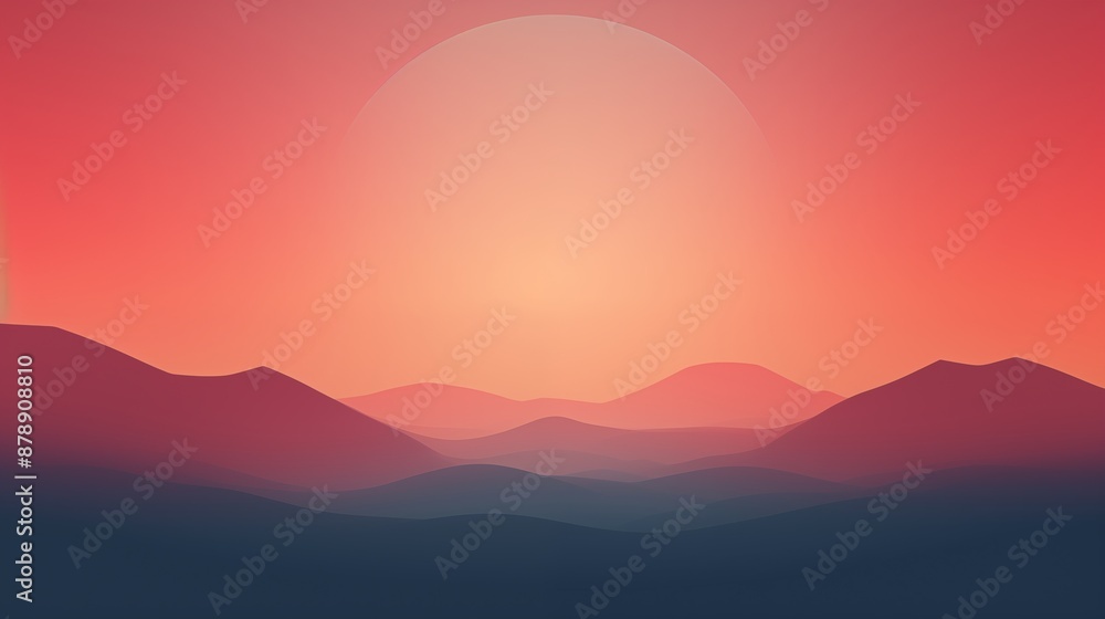 A Beautiful Sunset Over the Mountains with a Serene Horizon and Warm Colors A Beautiful Sunset Over the Mountains with a Serene Horizon and Warm Colors