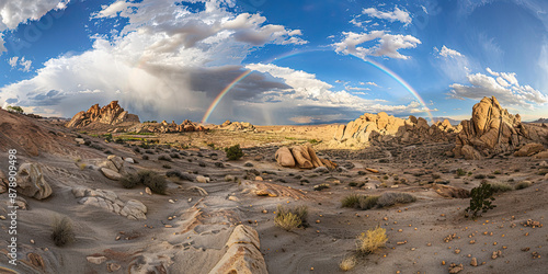 Rainbow Over Arid Desert photo