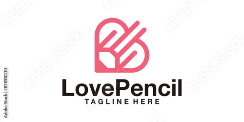 logo design love and pencil, heart, education, collage, school, logo design template, symbol, icon, vector, creative, idea.