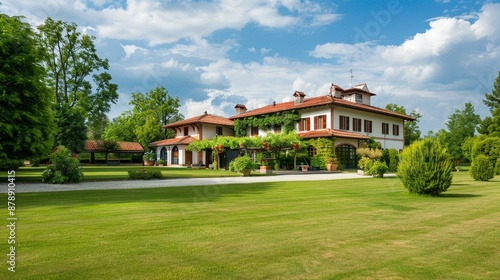 Wallpaper Mural A beautiful country estate with a large garden, picturesque landscape, and a traditional farmhouse Torontodigital.ca