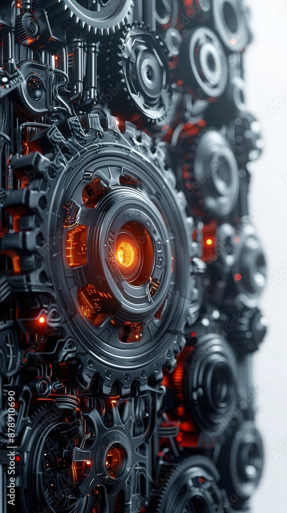 Close-up of intricate mechanical gears and cogs with a glowing orange light, showcasing industrial technology and engineering design. Close-up of intricate mechanical gears and cogs with a glowing orange light, showcasing industrial technology and engineering design.