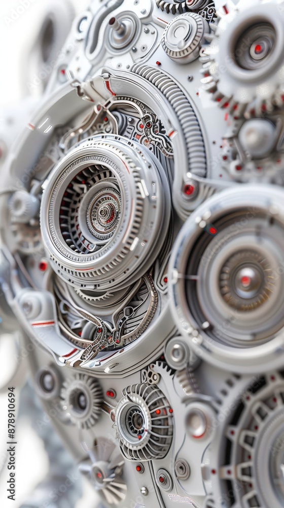 Fototapeta premium Close-up of intricate gears and mechanical parts showcasing detailed engineering and precision technology.