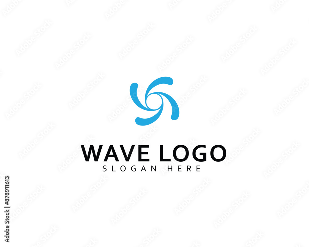 Blue Wave Logo Vector. Wave In Circle Shape Blue Wave Logo Vector. Wave In Circle Shape