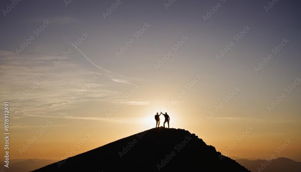 sport concept mountain climbing leader silhouette climbing mountain sunset man silhouette climber motivation venture leadership large sport concept mountain climbing leader silhouette climbing mountain sunset man silhouette climber motivation venture leadership large