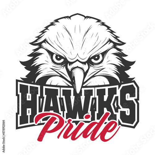 Hawks Illustration Clip Art Design Shape. Mascot Silhouette Icon Vector.	

