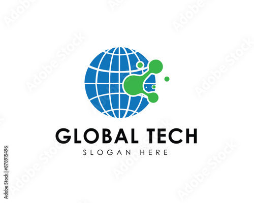 Global tech icon set logo design illustration with creative concept Premium Vector