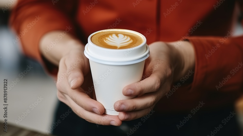 Close-Up of a Hand Holding a Latte Close-Up of a Hand Holding a Latte