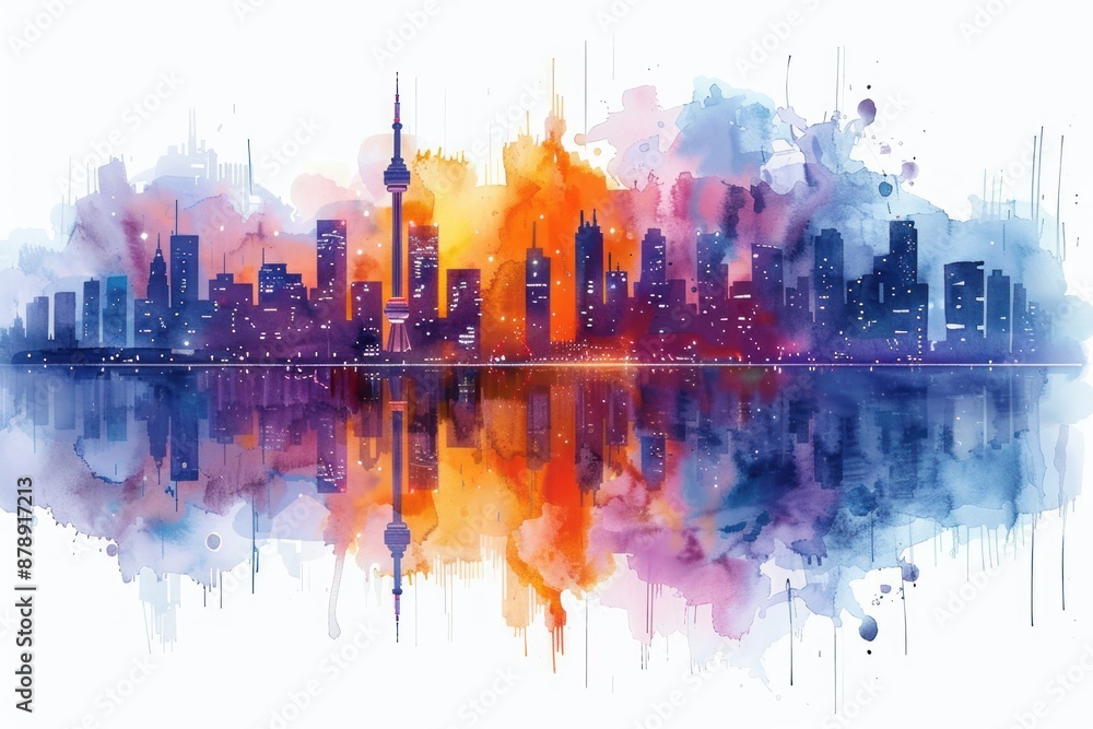 Obraz premium city skyline in watercolor