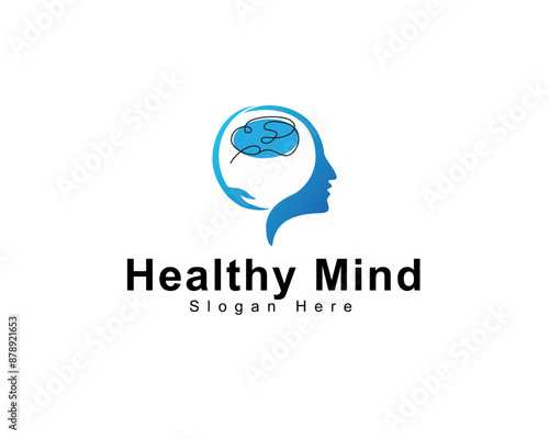 Healthy Mind Mental Health Human Head Medical Cross Logo Vector icon illustration