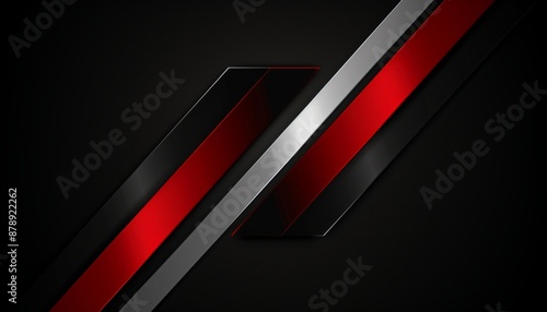Dark red and silver metallic shiny stripes abstract background