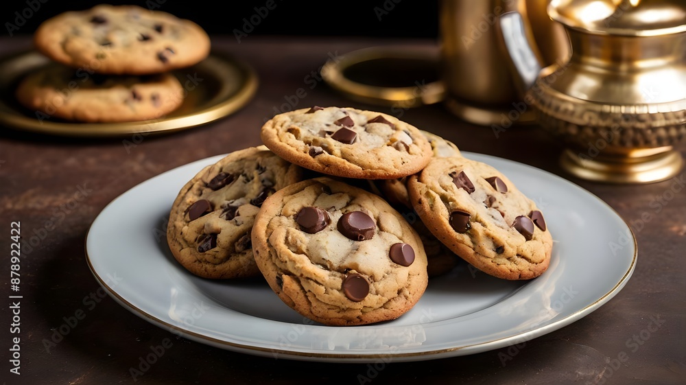 Mouthwatering homemade chocolate chip cookies which look tasty and delicious gooey warm Mouthwatering homemade chocolate chip cookies which look tasty and delicious gooey warm