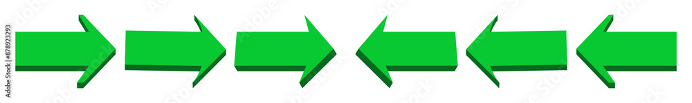 arrows 3d green icon. arrow sign three-dimensional shape with left and right direction of true stright symbol. isolated on white background. button for web, e-mail, e-commerce, graphics design arrows 3d green icon. arrow sign three-dimensional shape with left and right direction of true stright symbol. isolated on white background. button for web, e-mail, e-commerce, graphics design