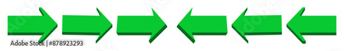arrows 3d green icon. arrow sign three-dimensional shape with left and right direction of true stright symbol. isolated on white background. button for web, e-mail, e-commerce, graphics design