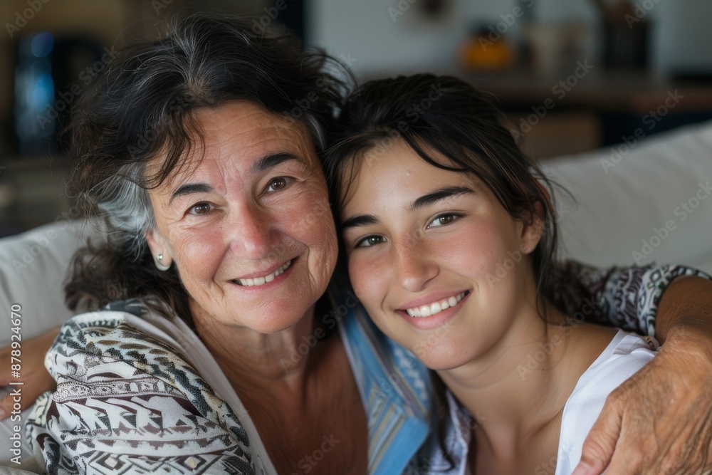 elder parent mom with a young adult daughter hugging look at camera elder parent mom with a young adult daughter hugging look at camera