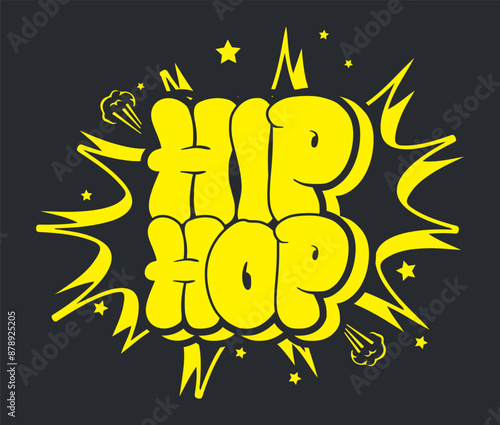 Hip Hop text lettering graffiti typography art design vector illustration ready for print on t-shirt, apparel, poster and other use.