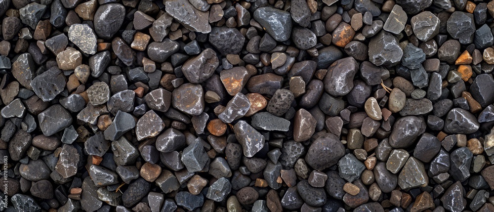 Panoramic close-up, high detail scan of coarse gravel texture, Generative AI Panoramic close-up, high detail scan of coarse gravel texture, Generative AI