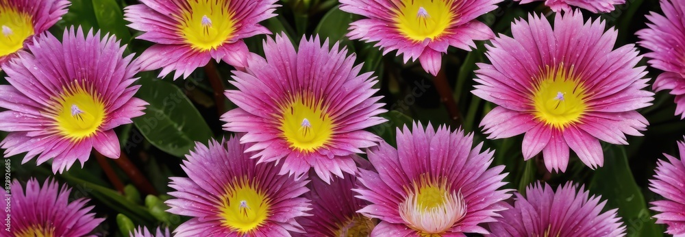 Closeup of vibrant pink and yellow flowers. Closeup of vibrant pink and yellow flowers.