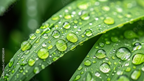Abstract macro shot of water droplets on a leaf background wallpaper