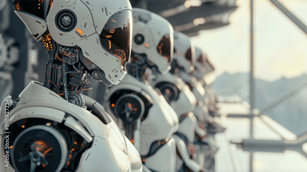 Fototapeta premium Advanced humanoid robots performing intricate