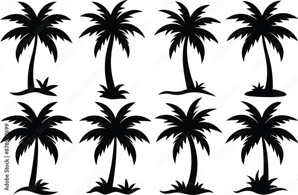 Palm tree Silhouette Set, set of black silhouettes of a palm tree, silhouette of a palm tree isolated
Palm tree Silhouette Set, set of black silhouettes of a palm tree, silhouette of a palm tree isolated