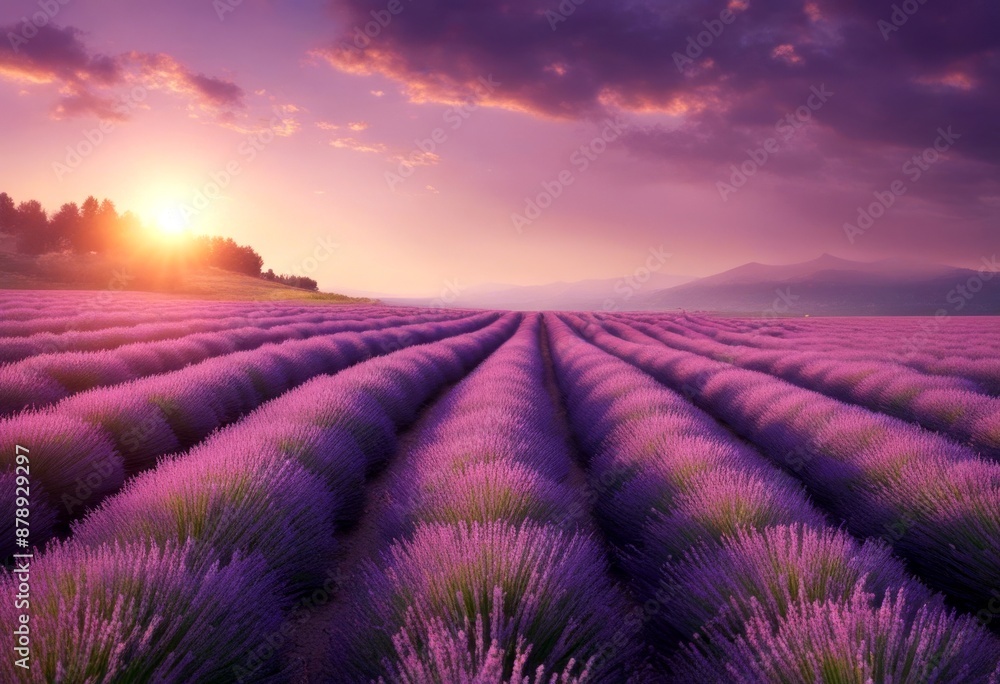 Fototapeta premium cloudscape bulgaria sunset lavandula stunning landscape purple dramaticsky lavender twilight dusk vibrantcolor