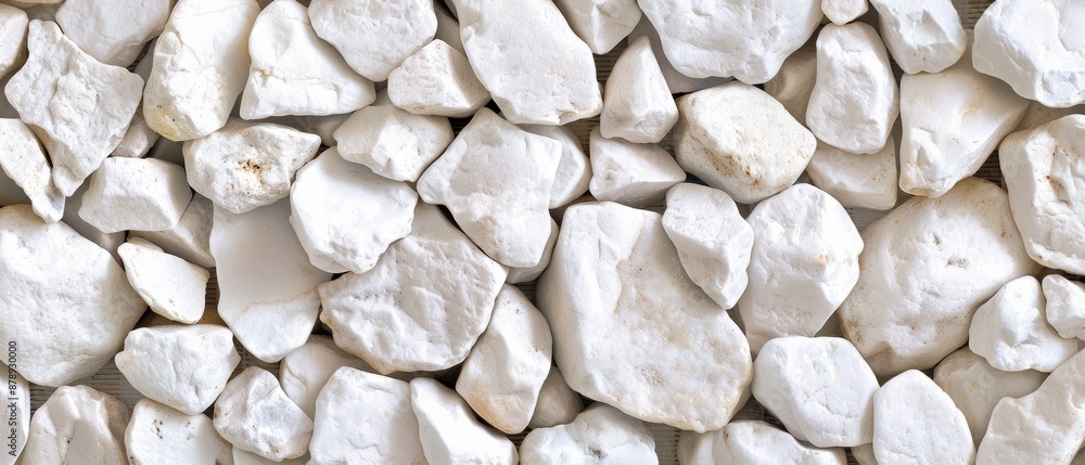Panoramic close-up, high detail scan of white gravel texture, Generative AI Panoramic close-up, high detail scan of white gravel texture, Generative AI