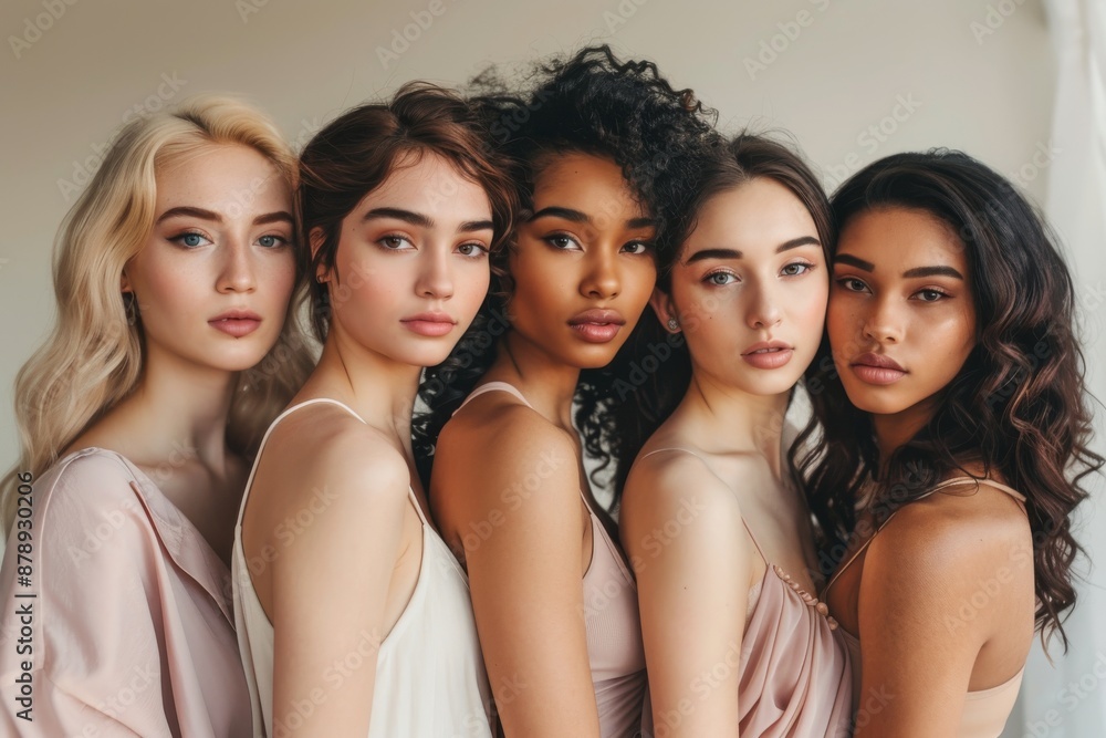 Style and confidence Diverse group of empowered women standing together against a studio background Style and confidence Diverse group of empowered women standing together against a studio background