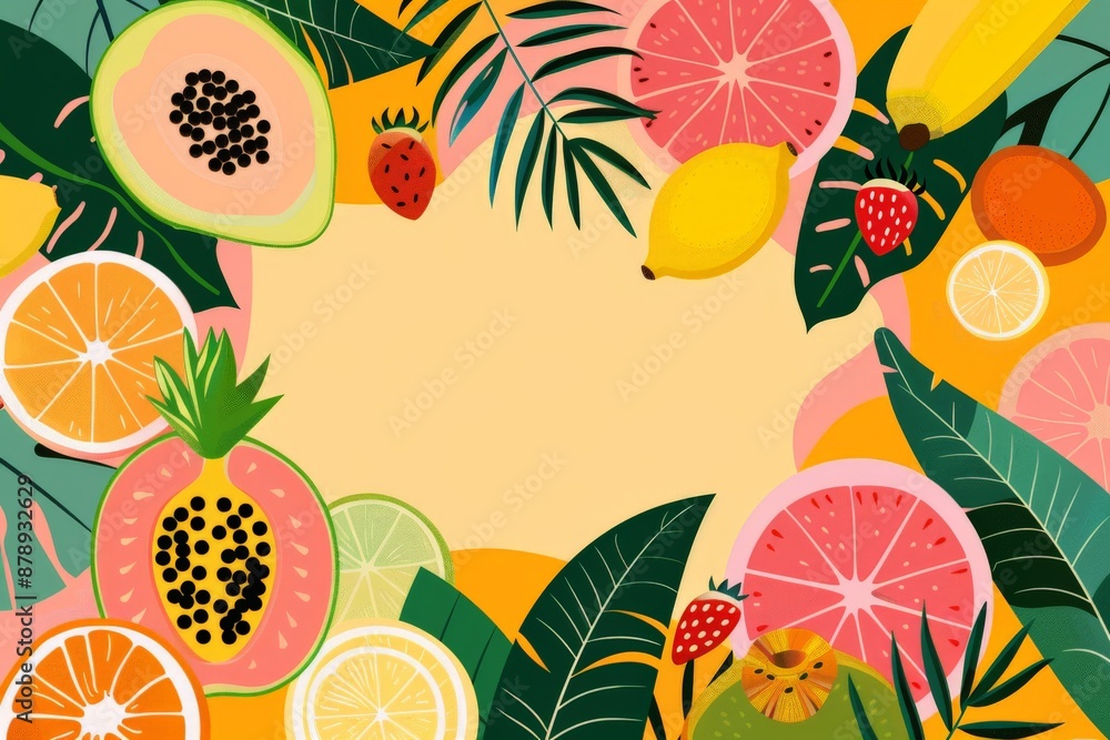tropical fruit with flat background tropical fruit with flat background