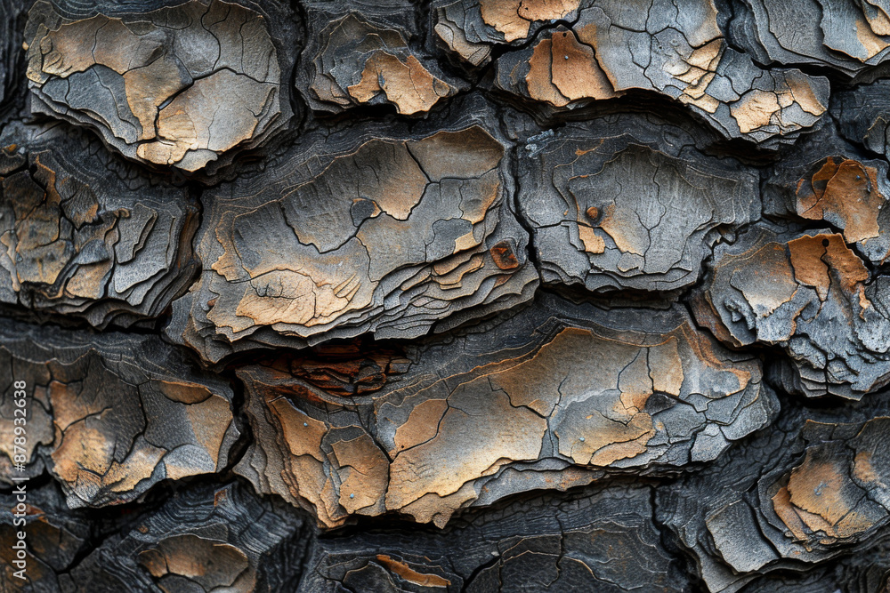 A close-up of burnt, charred wood texture with intricate, detailed patterns and deep contrasts of light and shadow. Perfect for backgrounds or designs.