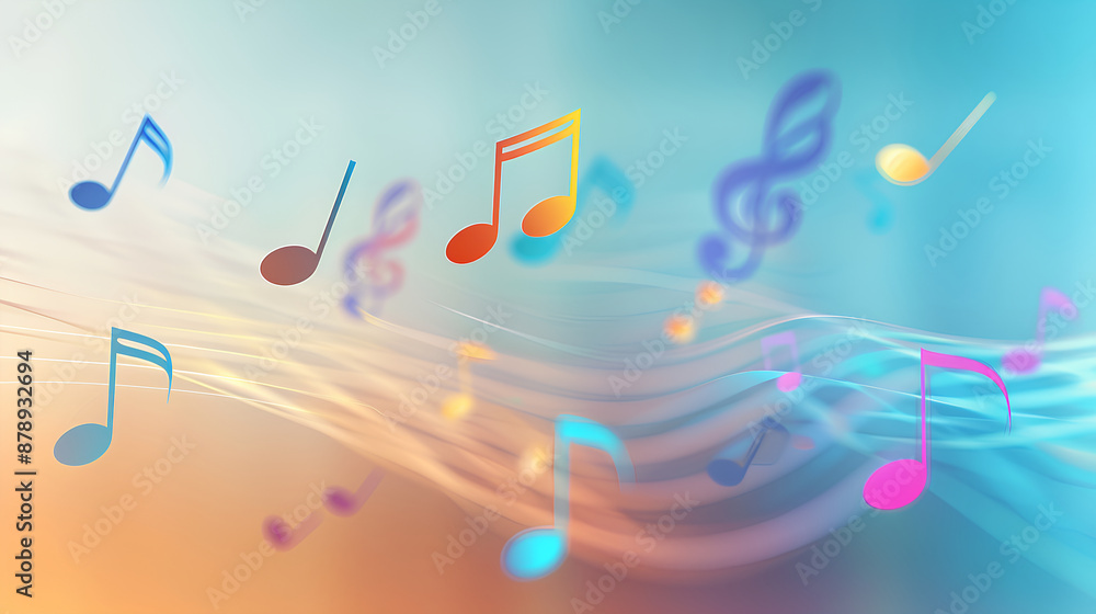 Colorful musical notes floating in the air Colorful musical notes floating in the air