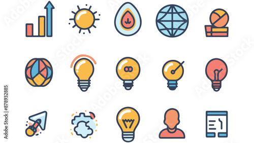 icon set business theme with various illustrations, for web or design