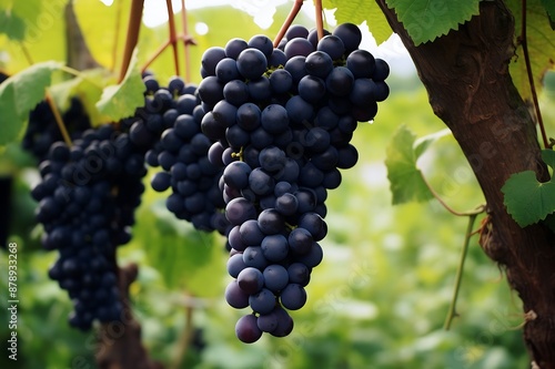 Wallpaper Mural Black grapes hanging on a tree. Black grapes in the orchard Torontodigital.ca