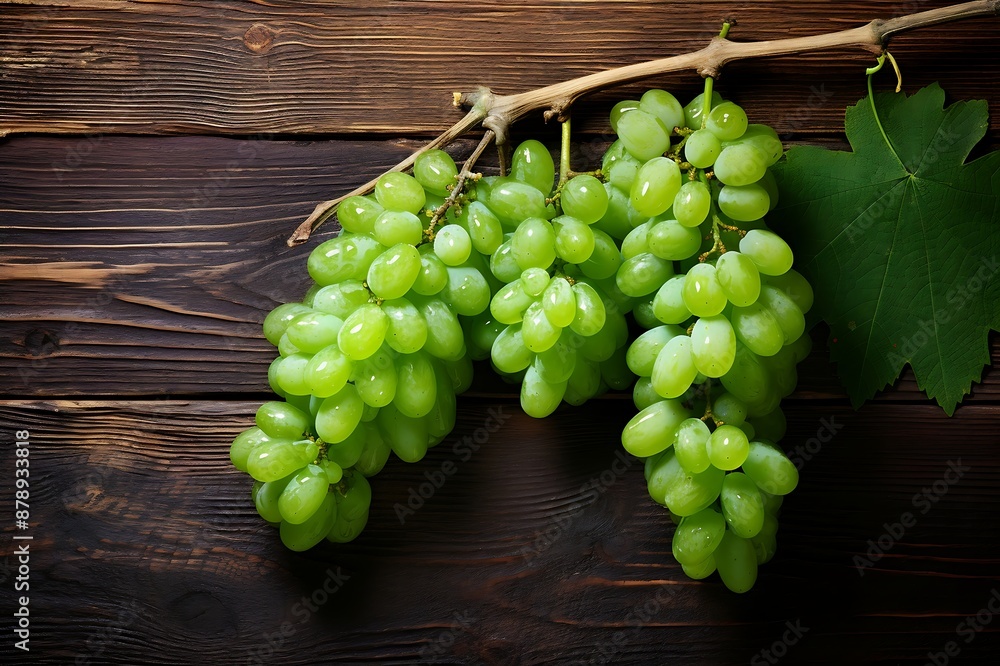 Fresh Green grapes fruits. Ripe Green grapess on wooden background