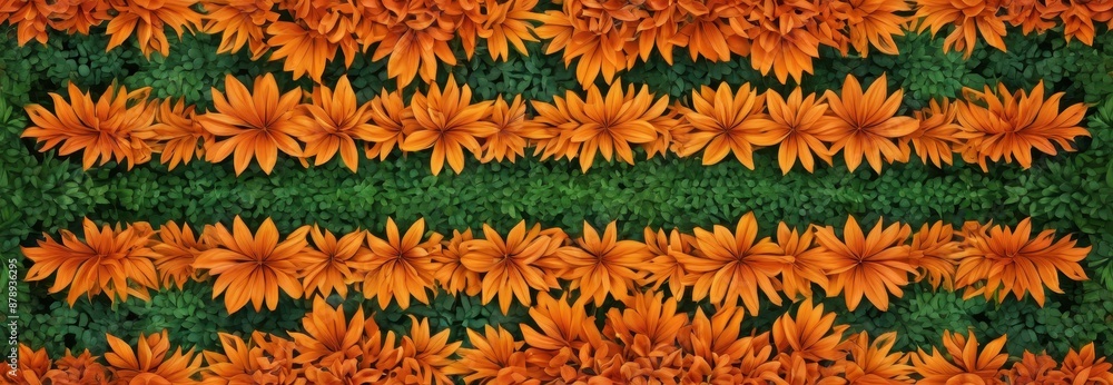 Orange Flowers on Green Background. Orange Flowers on Green Background.