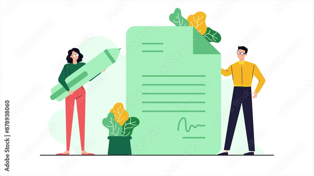business people deal with contract and merger animated illustration video business people deal with contract and merger animated illustration video