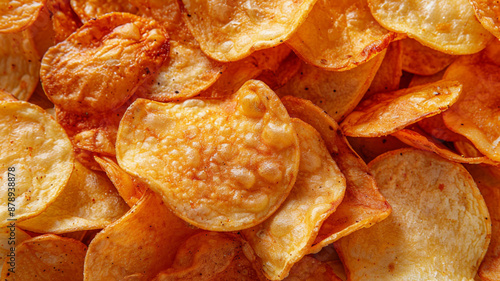 Wallpaper Mural Detail shot of triangular and circular  nacho chips plain and crisp. nacho chips, triangular nachos, circular nachos, detail shot, plain nachos, crisp nachos, nacho close-up, snack food, crispy chips, Torontodigital.ca