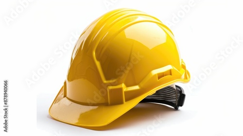 Construction helmet in yellow on white background with clipping path