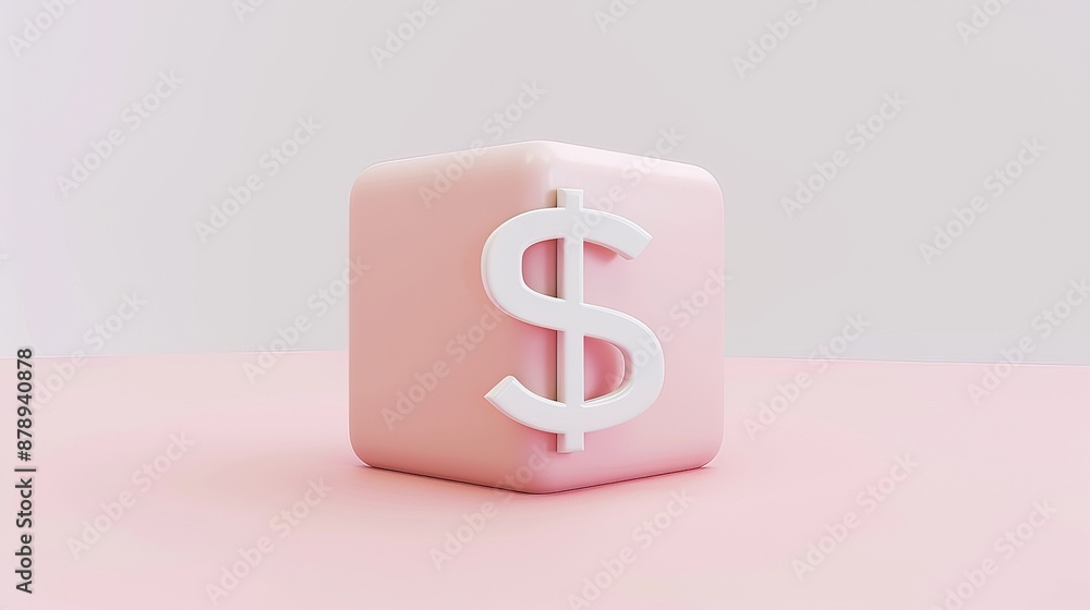 Pink Cube with a White Dollar Sign Pink Cube with a White Dollar Sign