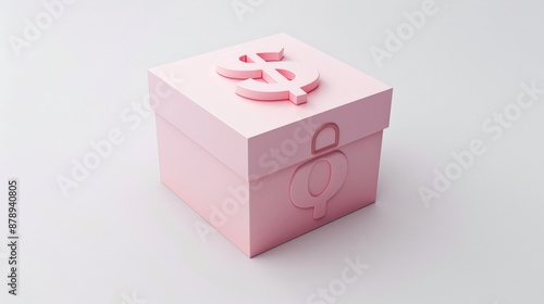 Pink Box with Dollar Sign Decoration