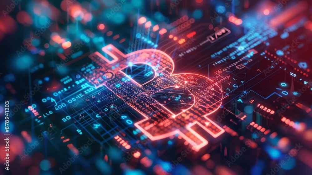 Bitcoin Symbol Glowing on a Futuristic Circuit Board Bitcoin Symbol Glowing on a Futuristic Circuit Board